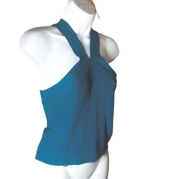 Nordstrom Halogen NEW Cross Top V Neck Front BackTeal Moroccan - Picture 3 of 9